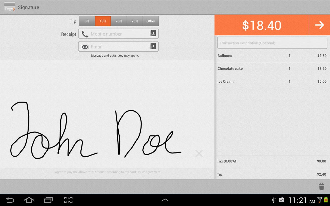 Pogo> Payment (Tablet)