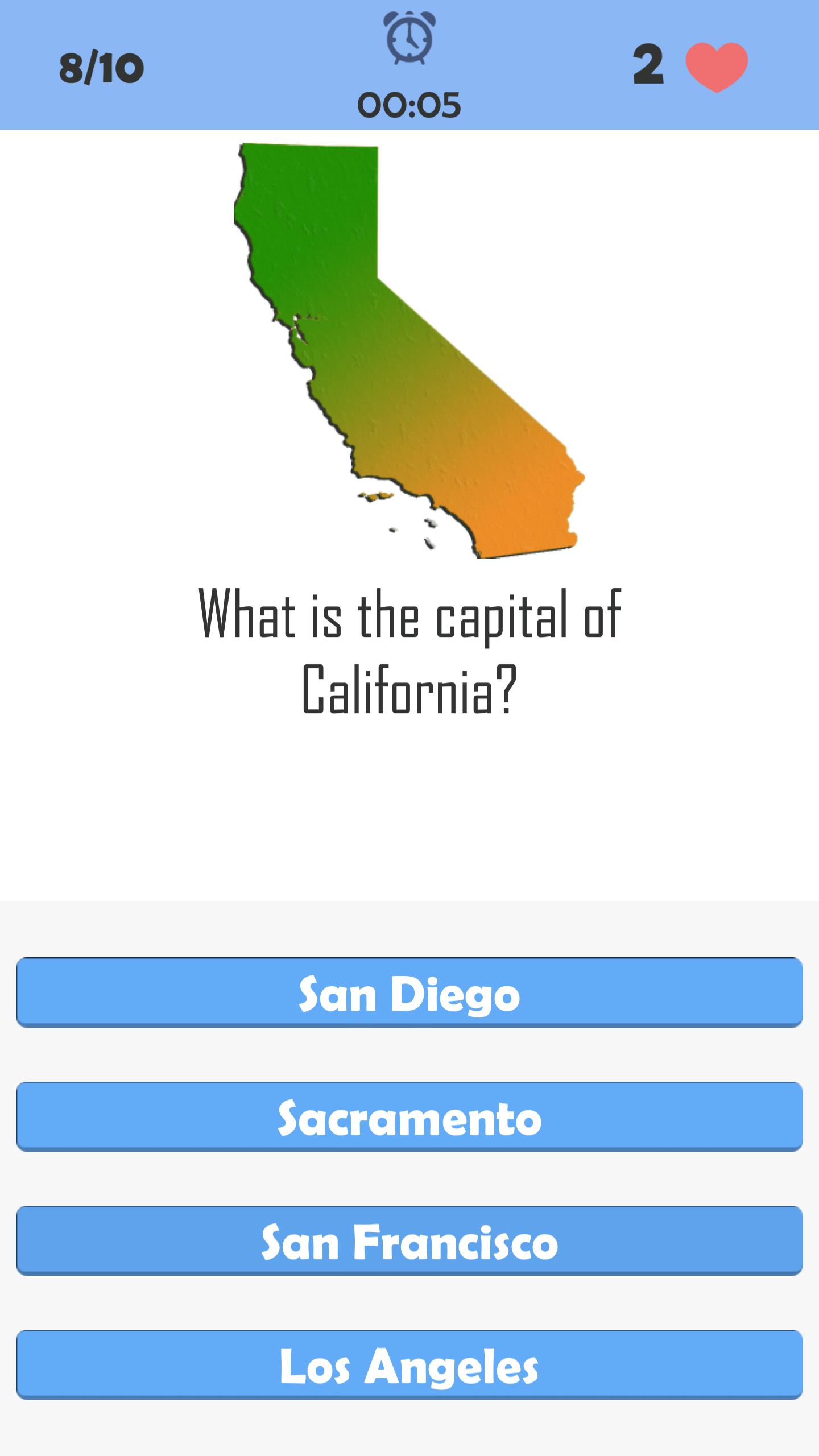 US States and Capitals Quiz