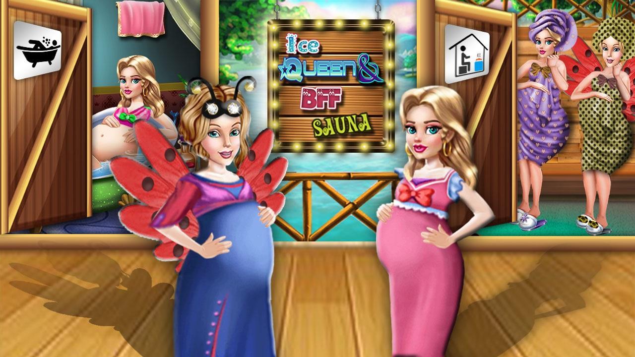 Ice Princess Pregnant Sauna Bath with Dotted  Bug