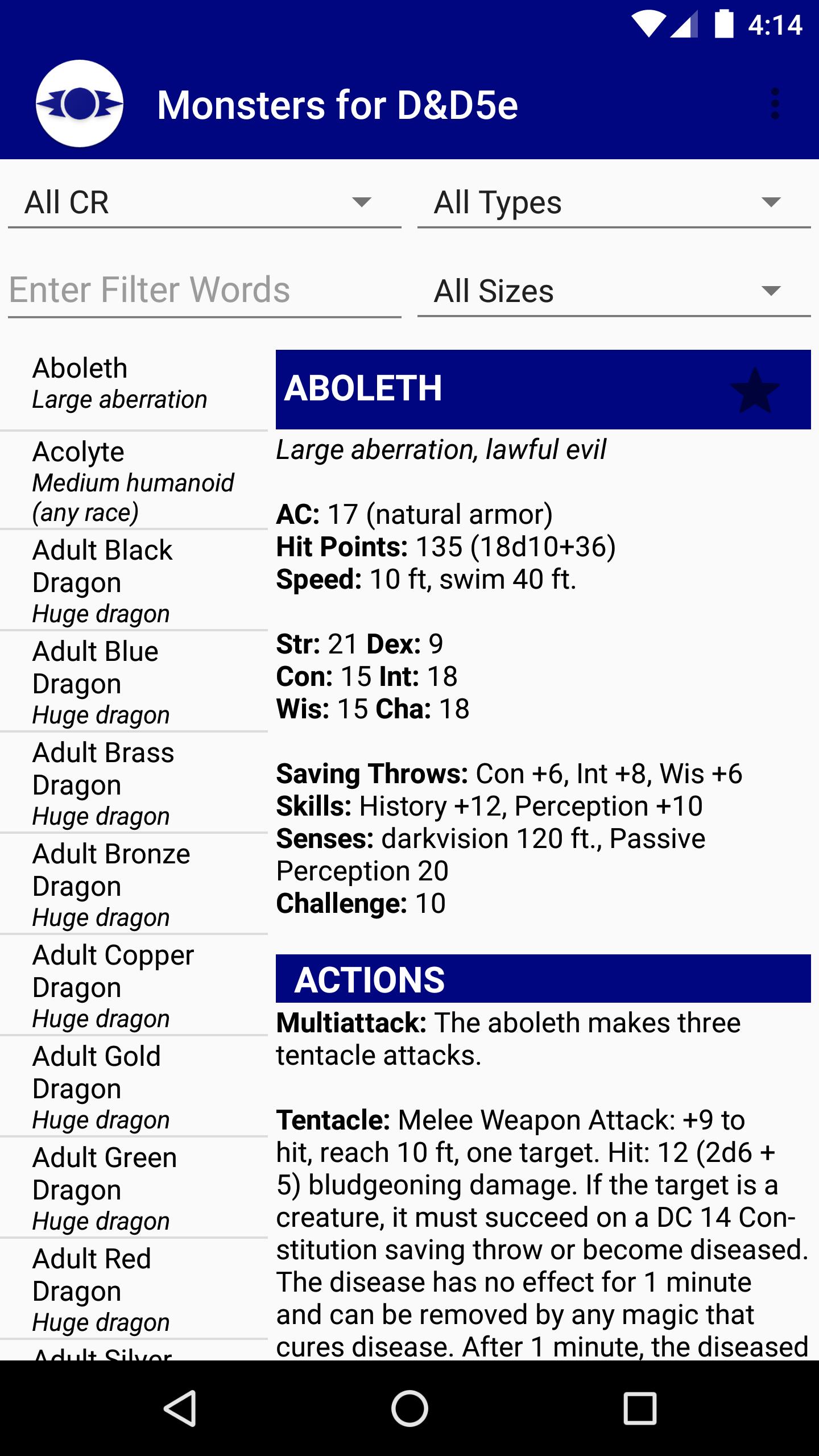 Monsters for D&D5e