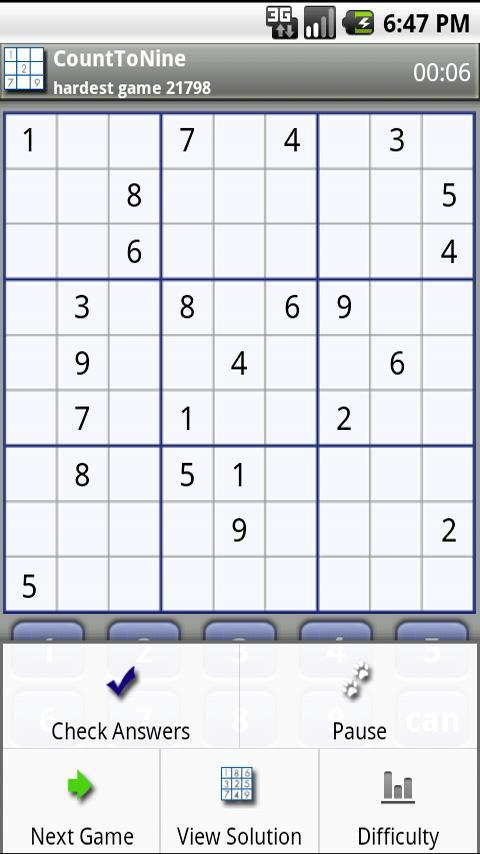 Count To Nine Sudoku