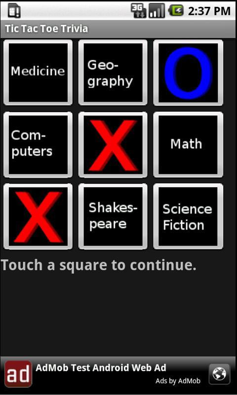 Tic Tac Toe Trivia Demo